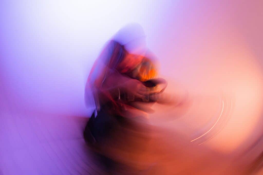 A blurred photo of a person in motion